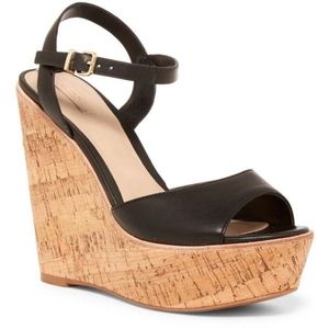 Aldo Aralinna platform wedge sandals 7 black cork